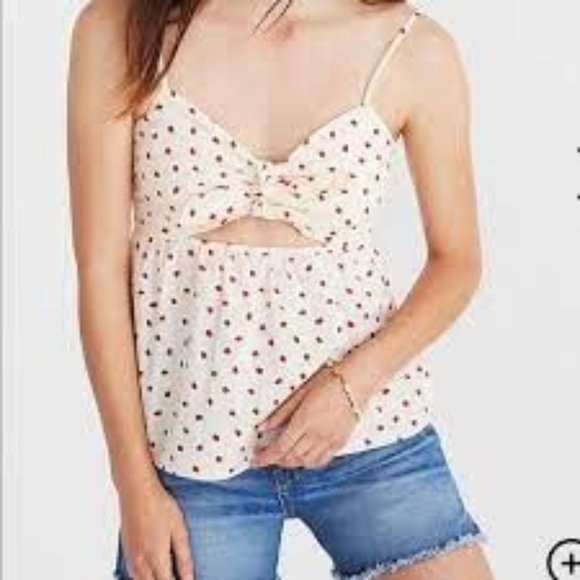 Madewell Strawberry Tie Front Keyhole Camisole - Picture 1 of 4